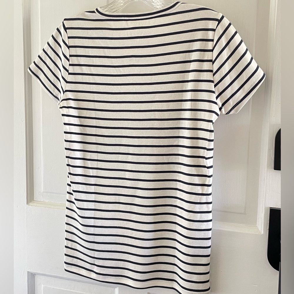 J. Crew Navy Striped Short Sleeve Tee - Picture 2 of 6